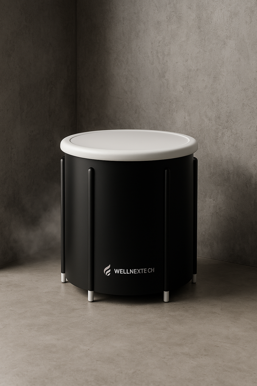 CryoNest portable cold water therapy unit designed for home recovery with a sleek black design.